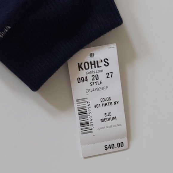 SO Intimates Womens Medium Silver Blue Heart Patterned Long Sleeve PJ Top NWT - Picture 2 of 5